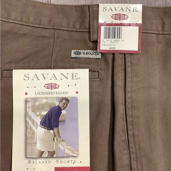 Men's Savane 40 XL Shorts Toffee Pleated Chino Khakis 4 Pockets Golf Cotton NWT - Picture 7 of 8